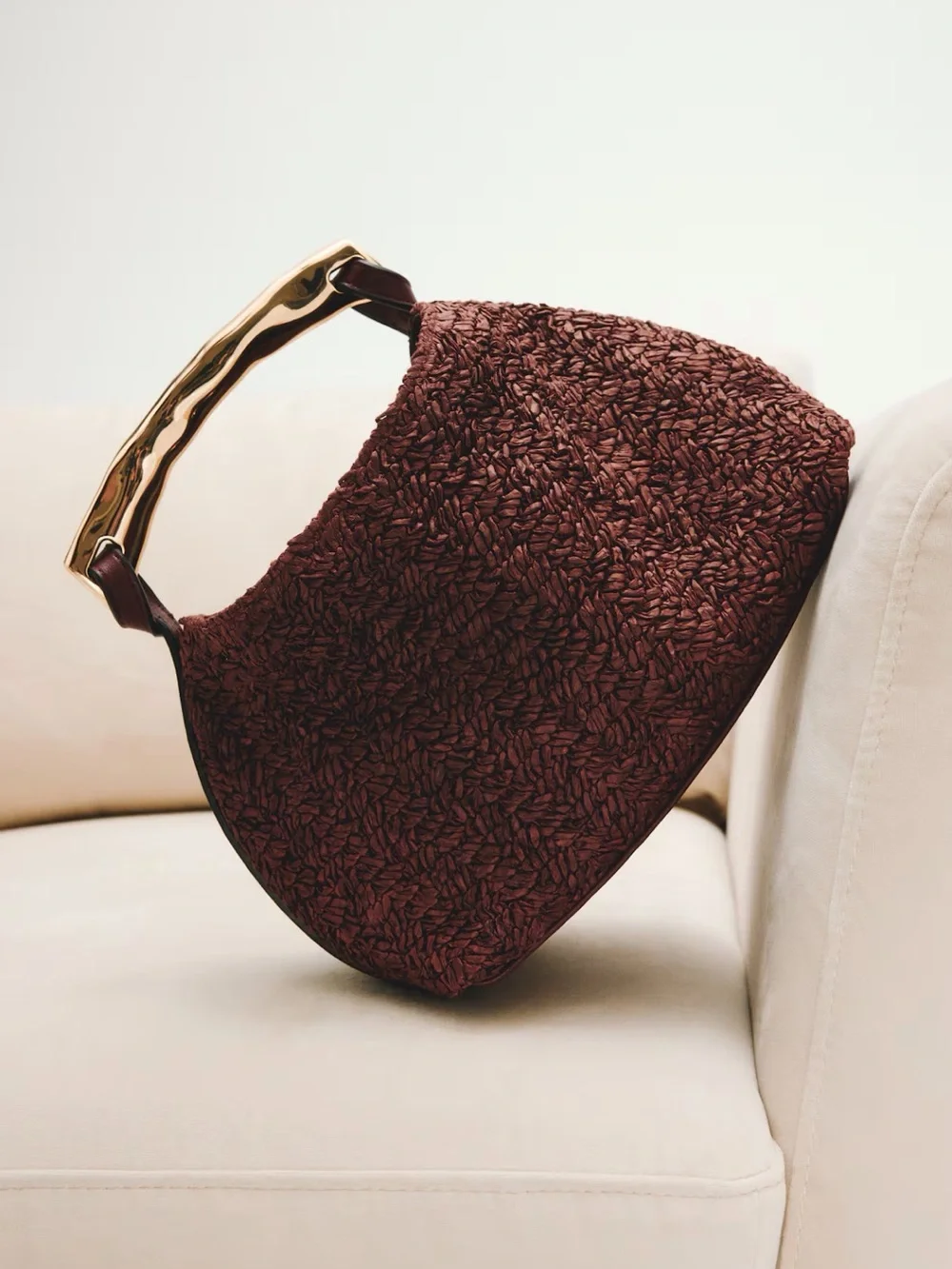 H&M NWT gold top handle Woven bag